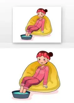 泡脚卡通人物女孩
