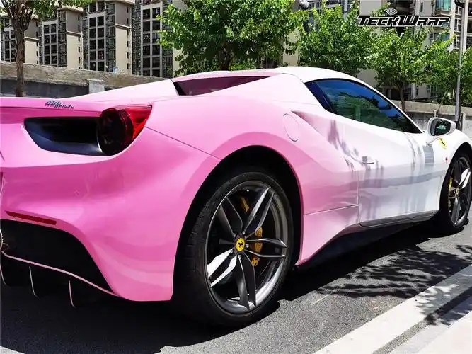 法拉利汽车改色贴膜teckwrap美国秃鹰 粉色渐变定制