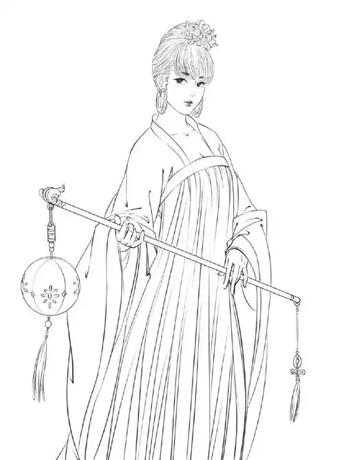 100张唯美古风女子手绘线稿超全女子古风线稿图集