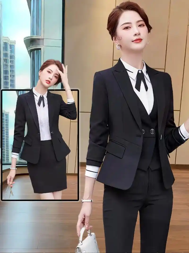 这款职场女西服套装好漂亮哦,显瘦显身材而且气场强大,做工精细