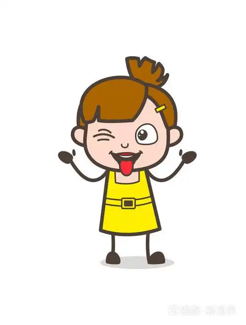 那调皮的孩子逗弄舌-可爱的卡通女孩矢量