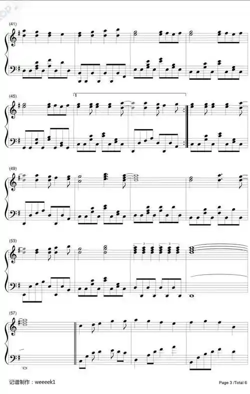 bingo钢琴谱-snh483