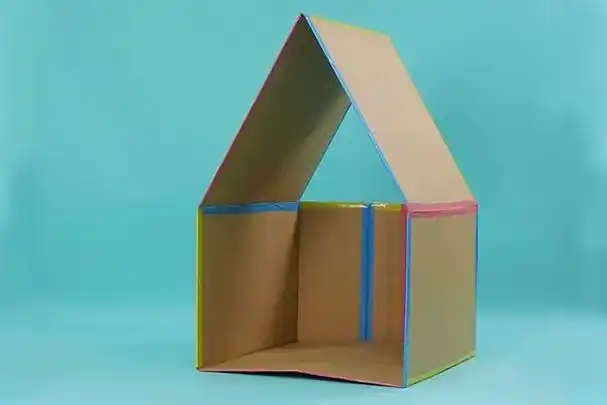 废物利用手工自制玩具:纸箱做儿童小屋(步骤图解)