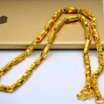 老凤祥越南沙金项链男不易掉色色沙金首饰越南男士项链 竹节大号80克