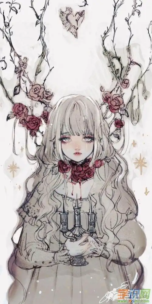 动漫素描人物女生绘画作品