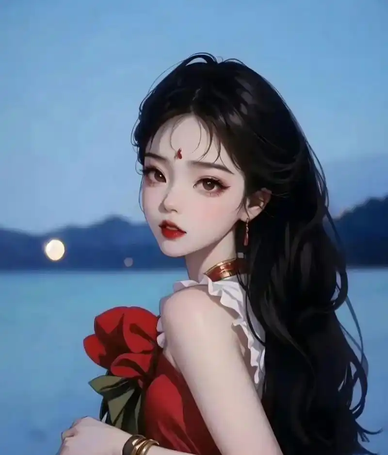 超美玫瑰花女生高清头像  红衣女孩08 67