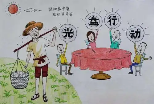 绘画欣赏《厉行节约 光盘行动》