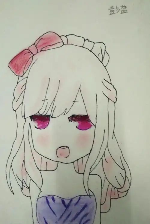 于曲薇    六年级    水彩卡通人物