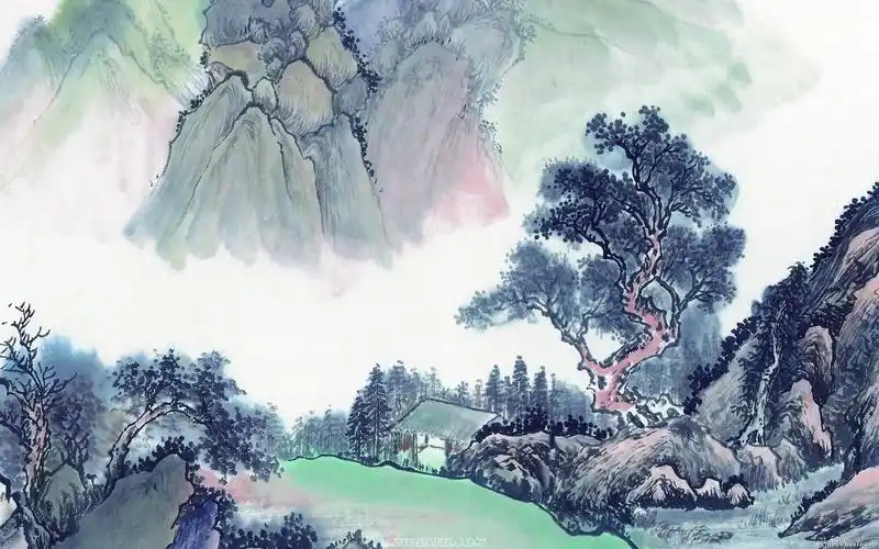 中国风水墨画山水关情电脑桌面壁纸下载