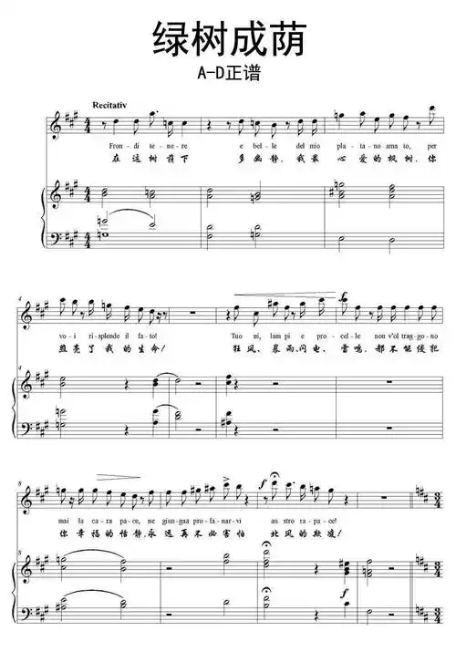 绿树成荫ad正谱乐谱