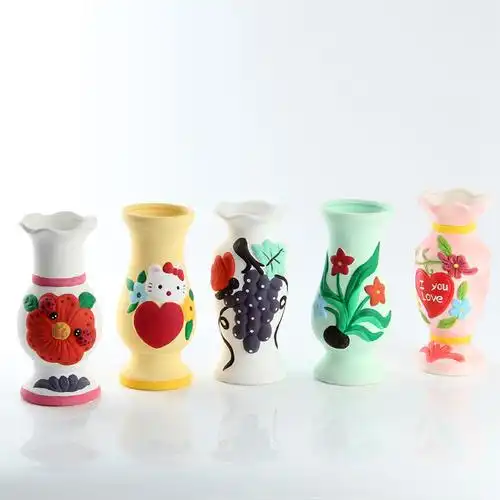 大号花瓶系列陶瓷彩绘白坯儿童石膏娃娃手绘儿童益智diy玩具