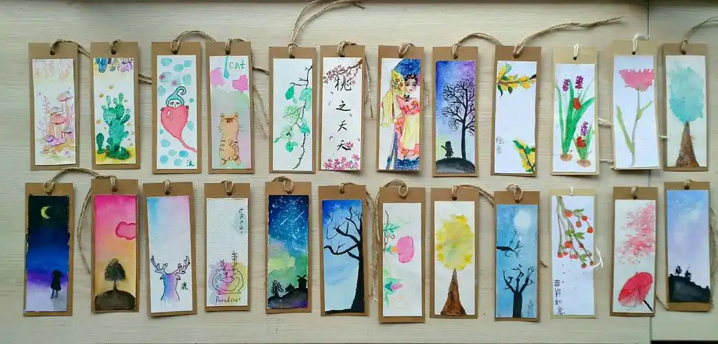 水彩 书签 清新 儿童画 创意 学生 水墨 国画