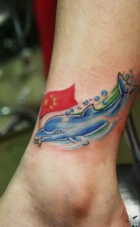 脚踝中国国旗纹身图案