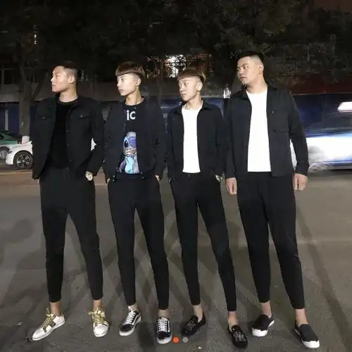 花花公子playboy快手红人网红同款社会人精神小伙修身束脚裤子男小脚