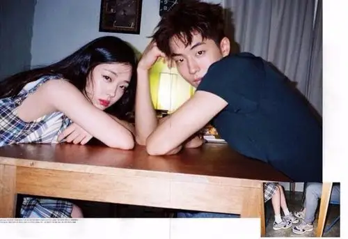 求南柱赫和崔雪莉拍的画报的图