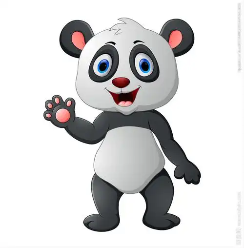 挥手微笑的卡通大熊猫矢量素材图片