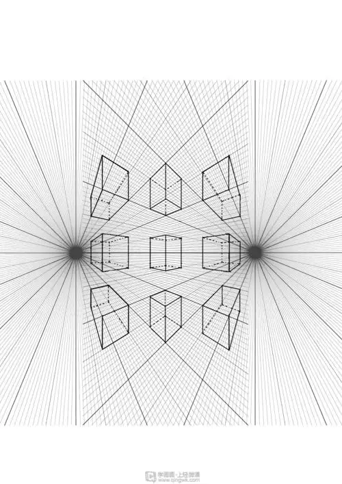 《rh-14-059临摹两点透视正方体—美术基础两点透视的训练》by rh-14