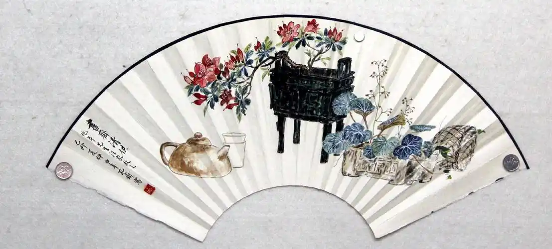 孔小瑜书画作品字画收藏欣赏kxy 花鸟扇面_高仿字画网 高仿字画