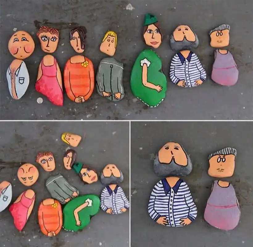 大自然早教:鹅卵石手绘diy 很喜欢图二这两张,很简单但是很好看,幼儿