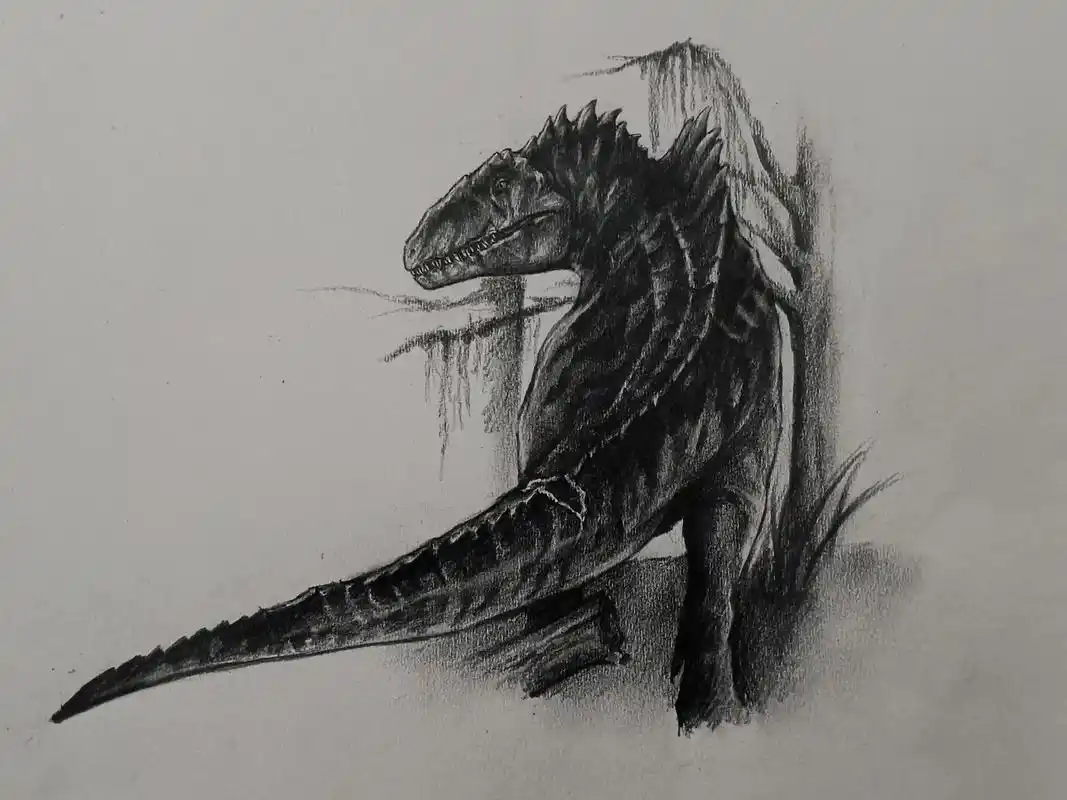 日常画画,是本人的作品,穆托还在画#侏罗纪世界#哥斯拉怪兽之 - 抖音