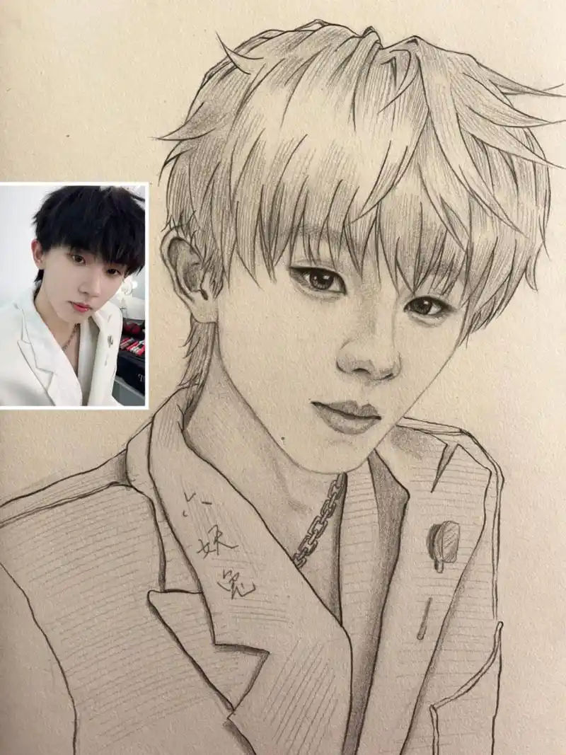 给粉丝画的马嘉祺过程