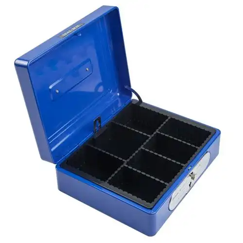 广博大号中号金属印章盒子多格印章收纳盒银行金属分类箱带锁归纳箱