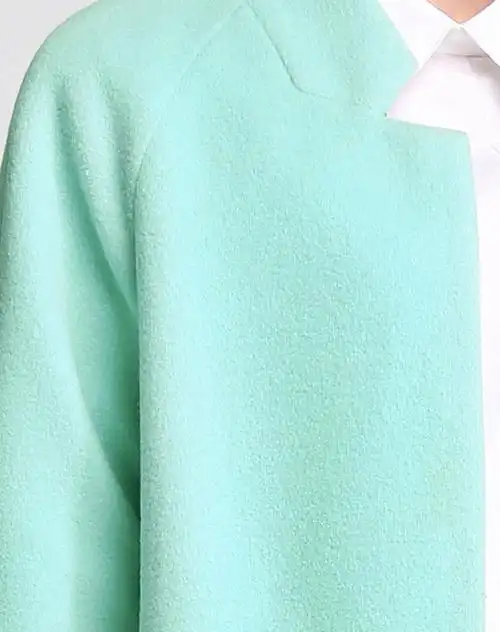 蓝绿色时尚纯色毛呢大衣