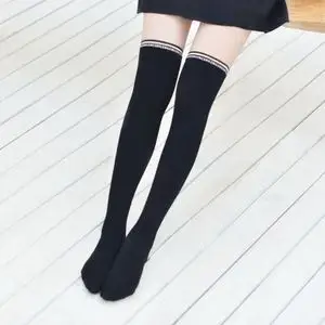 米图显瘦时髦长筒袜子女秋冬季加绒厚款保暖过膝高筒袜学生大腿袜