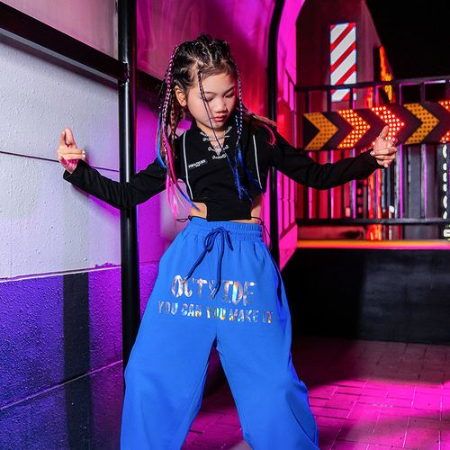 少儿爵士舞服装练功洋气儿童街舞嘻哈裤子套装女童演出潮服衣服夏