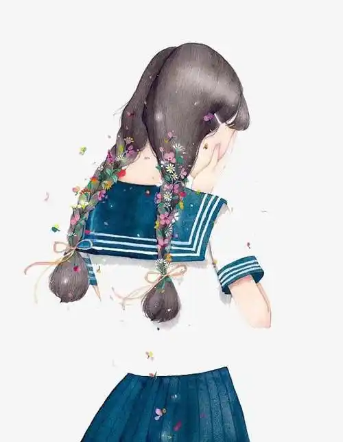 水彩画校园人物背影 校园风景水彩画图片