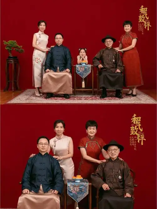 杭州摄影工作室  #幸福一家全家福  #全家福写真风格:中式复古/霉国