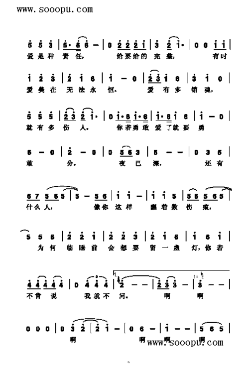 伤痕 林忆莲 歌谱 简谱