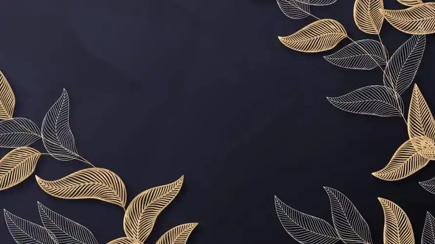 高端高级感奢华金色线条叶子树叶花卉植物包装贺卡底纹背景ai素材