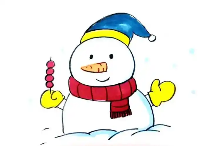 可爱的卡通雪人简笔画教程圣诞节小女孩堆雪人简笔画图片简笔绘画可爱