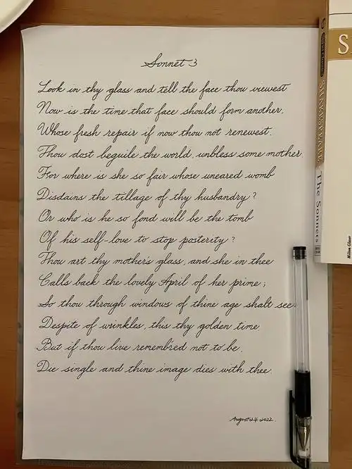 手写花体英文sonnet3