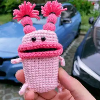 香肠嘴钥匙包 钩针编织香肠嘴钥匙包创意卡通毛线可爱车钥匙保护套抽