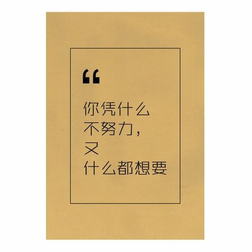你凭什么不努力又什么都想要  励志文字 复古牛皮纸海报 墙贴