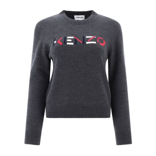 kenzo 高田贤三 女装 服装 羊毛logo彩色徽标短款套头衫 女士毛衣