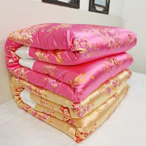 纯手工花被丝绸结婚被子新婚庆婚庆陪嫁红色春秋棉被定做棉花被