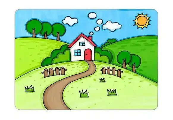 植物风景简笔画彩色春天