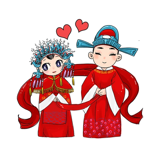 卡通新娘新郎元素免抠素材