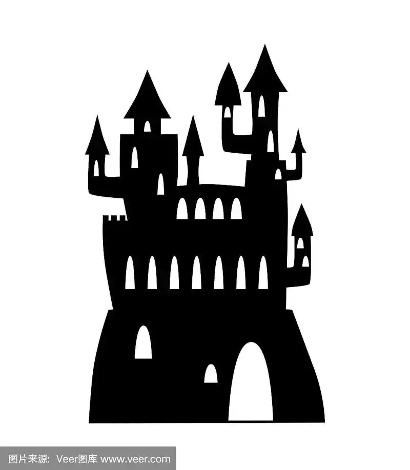 童话宫殿矢量插图在白色的背景.城堡的剪影