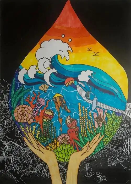 净化海洋主题儿童画