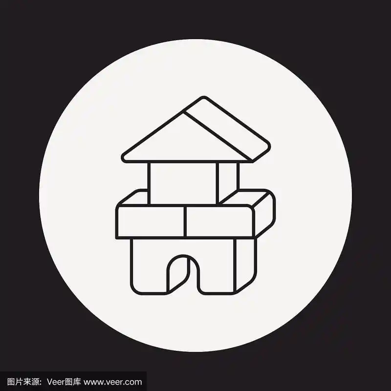 娃娃玩具积木线图标
