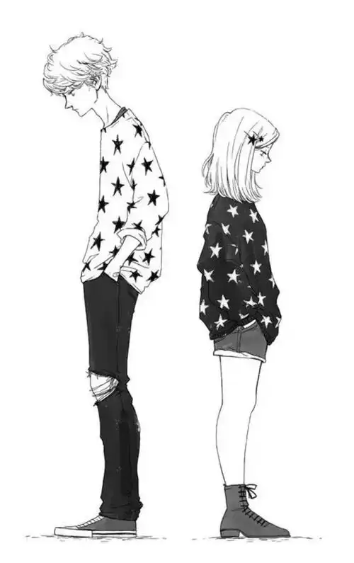 最萌身高差 二次元 情侣 美美的 卡通 插画 动漫 场景 手机 壁纸 电脑