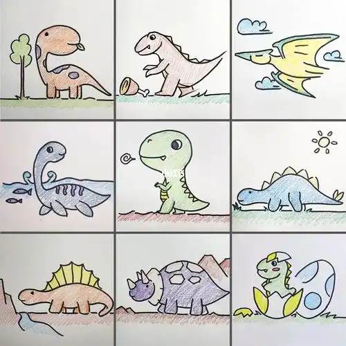 跟着爸爸画～恐龙系列简笔画