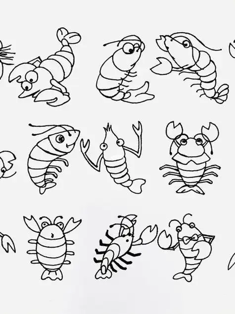 鱼和虾的儿童简笔画