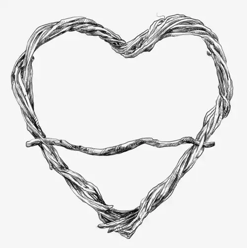 手绘素描爱心花朵设计