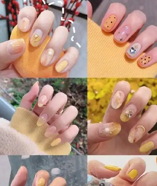 春天就要把阳光涂在指尖!50 组超全黄色系美甲合集,拿去照着做