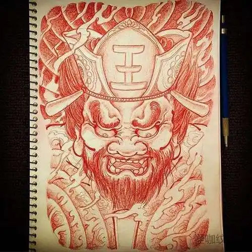 日式手稿阎王纹身图案
